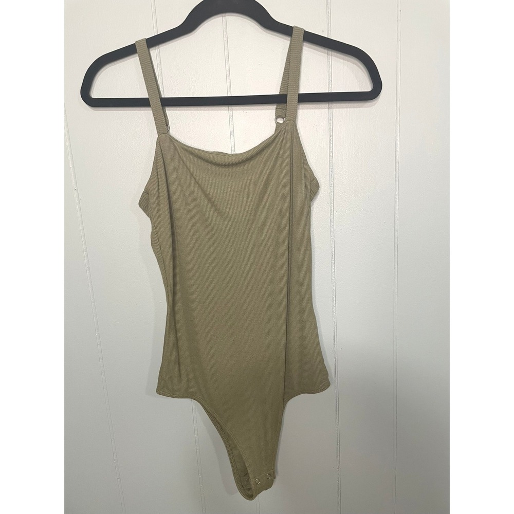 Hollister California Slim‎ Tank Ribbed Bodysuit Olive Green Size Medium